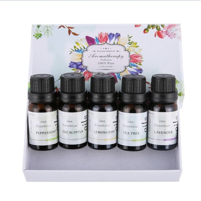 PURE ESSENTIAL OIL GIFT SET MINYAK AROMATHERAPY DIFFUSERS 10ML 5 PCS RH-05 AROMATERAPI