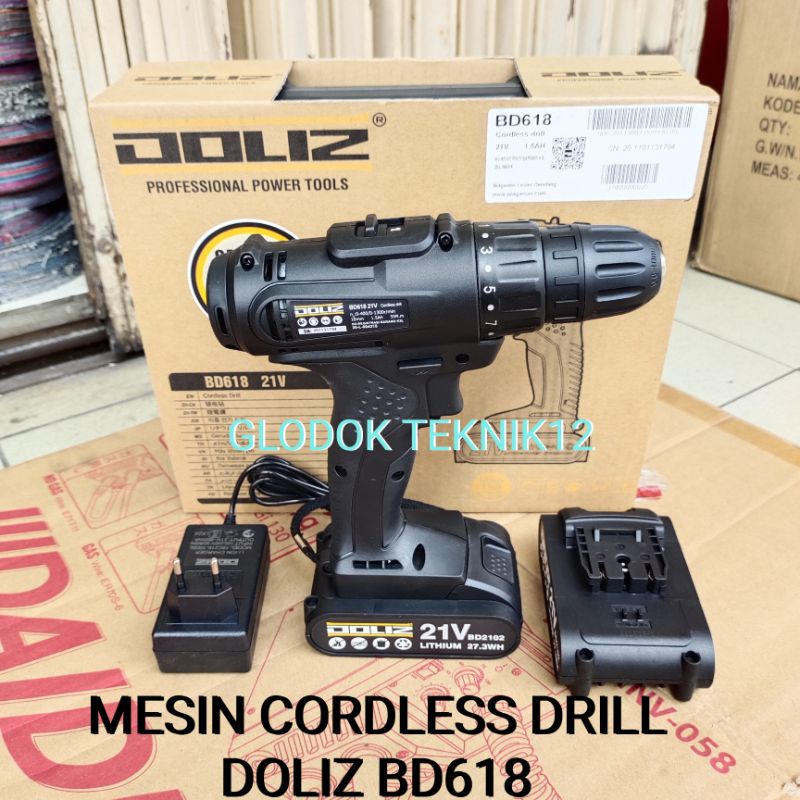 MESIN CORDLESS DRILL DOLIZ BD618 / MESIN BOR BATERAI DOLIZ BD618 / BOR CAS DOLIS BD618