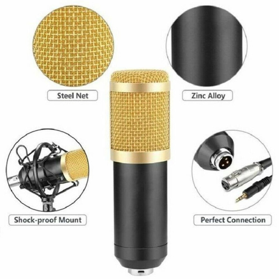 Microphone Recording BM-800 Set Stand Mic Poadcast Youtuber Condenser Sound Card V8