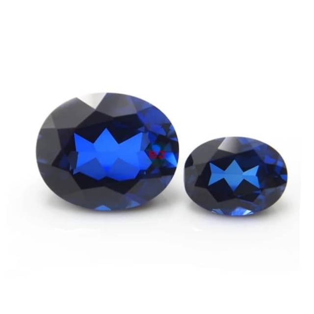 Blue Safir 9mm - 11 - 12 MM Royal Color Premium Quality Lab created Corundum Material