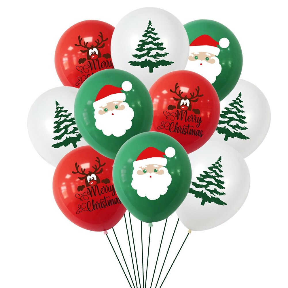 Santa Claus Pohon Natal Rudolph Print Shopping Mall Hotel Dekorasi Rumah Balon Lateks Set