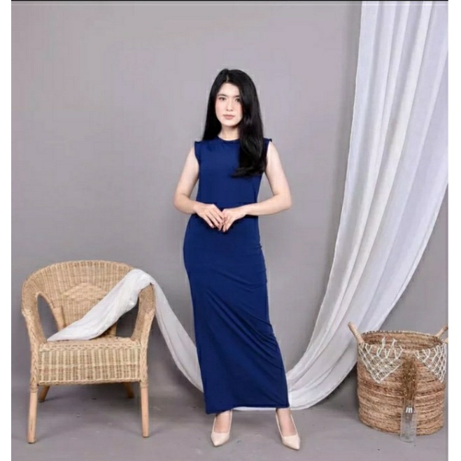 Inner Long Dres Tanpa Lengan Bahan Scuba Lotto &amp; Span Knit ,Nyaman di Pakai Buat Daleman Cardigan - Gamis Lekton