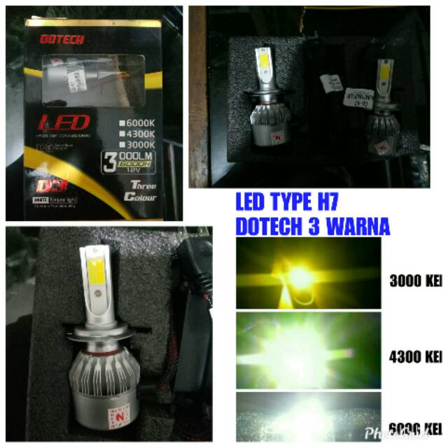 Lampu Led Mobil Type H7 Dotech  3 Warna