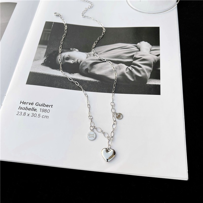 Kalung Rantai Panjang Dengan Liontin Hati + Smiley Face Untuk Wanita 2021