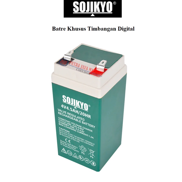 Sojikyo Batre Timbangan 4V4 5AH /  Aki Timbangan Digital SOJIKYO 4V ORI Batre Timbangan Digital Aki Kering /Sealed Lead-Acid Rechargerable Battery