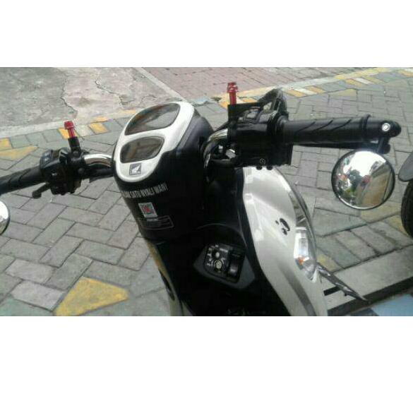 Baru - Spion sepion bar end jalu setang stir 2pcs model bulat kaca cembung dan datar cnc impor Free 