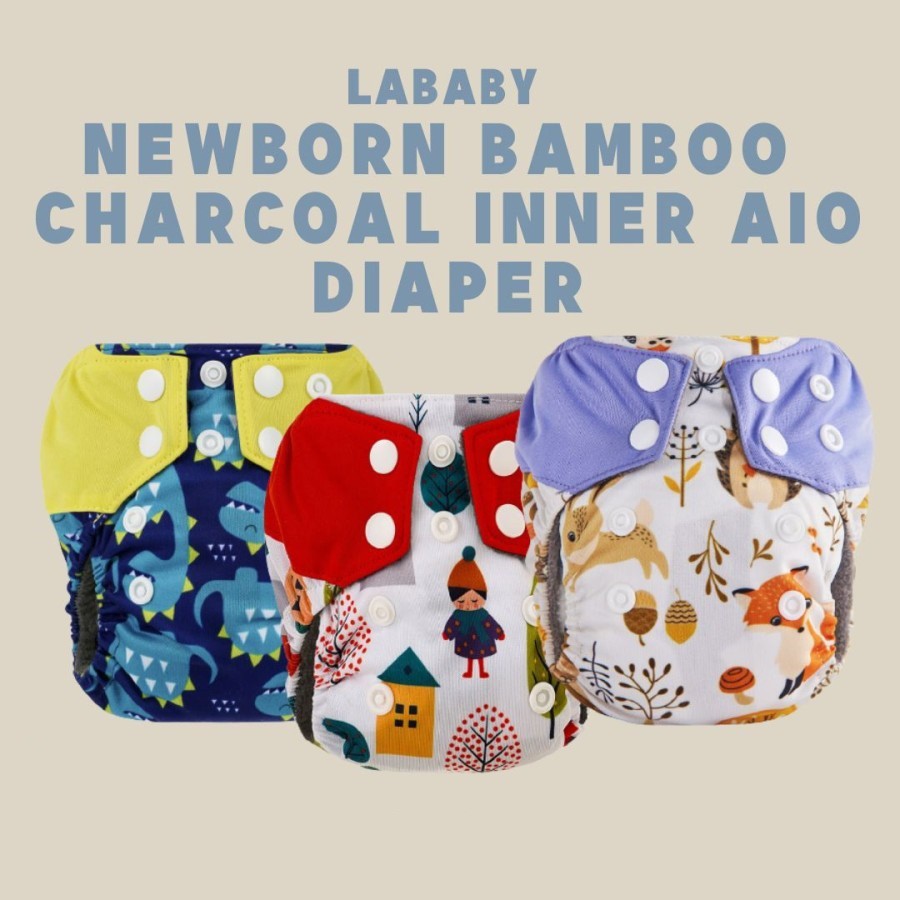 Lababy Newborn Bamboo Charcoal Inner Aio Diaper | Popok Kain Bayi