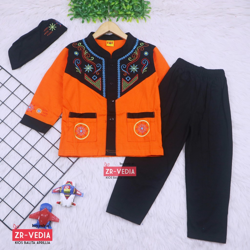 Baju Koko Kurta uk 7-8 Tahun / Setelan Muslim Anak Laki Laki PREMIUM BORDIR Bayi Balita Polos Turki