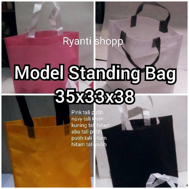 

35x33x8 tali warna Tas spunbond ada lipatan bawah
