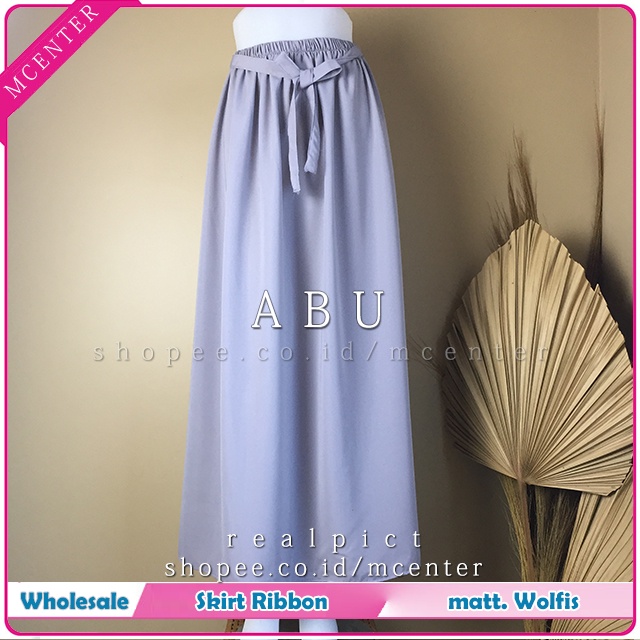 Rok Basic Pita bawahan wanita Wolfis best seller Skirt Ribbon Woolpeach