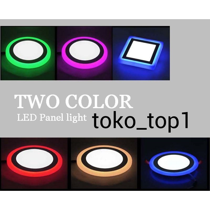 panel led 2warna 3w+3w . putih+ biru/putih+kuning/putih+pink/down light/inbow