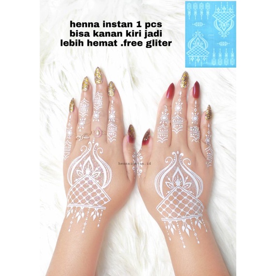 HENA INSTAN 1 PCS BISA KANAN KIRI J1002 / MOTIF MEWAH / FREE GLITER MANIK DAN SAMPLE