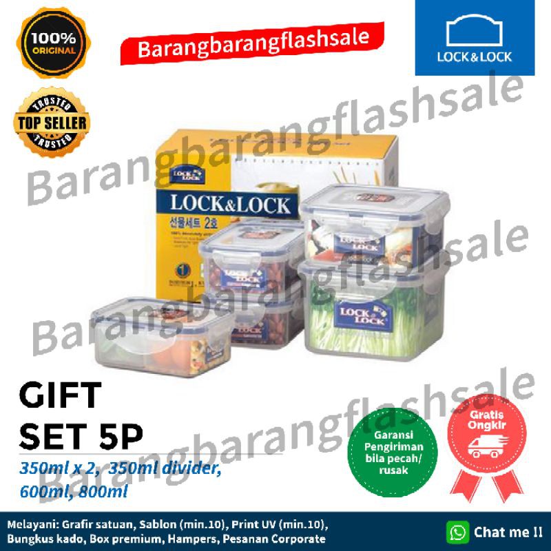 Lock n Lock Gift Set Kuning 5pcs 5p HPL855GSS Kado Hampers LocknLock