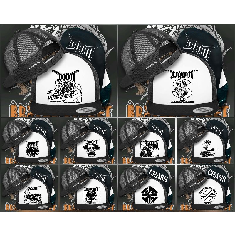 TOPI SNAPBACK BAND PUNK DOOM TOPI TRUCKER,TOPI BAND PUNK,TOPI JARING