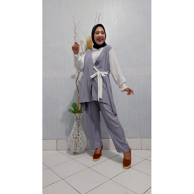 SETELAN KERJA ITYCREPE RACHEL TRENDY ONE SET TUNIK PLUS CELANA