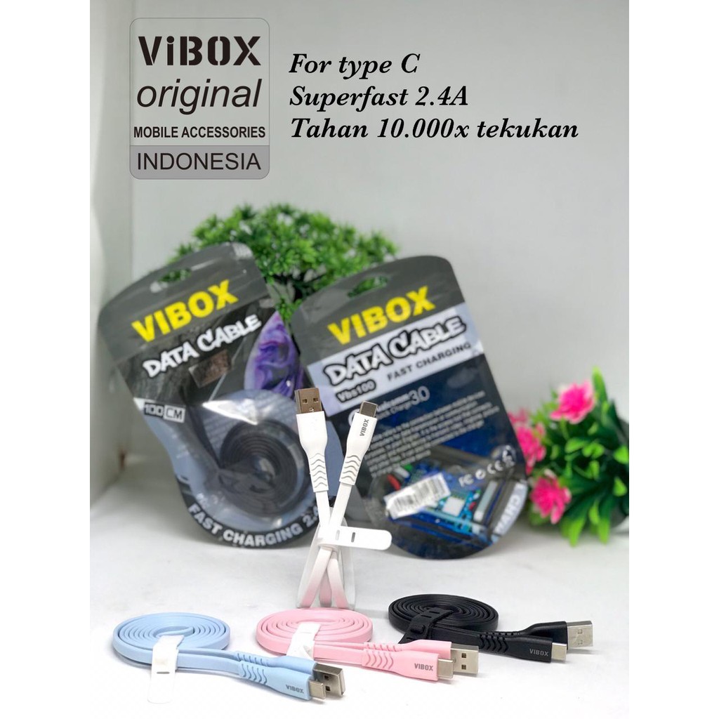 new~KABEL DATA MICRO IPHONE &amp; TYPE C VIBOX vb100 fast charging 2,4A 1m candy pack kabel data iphone