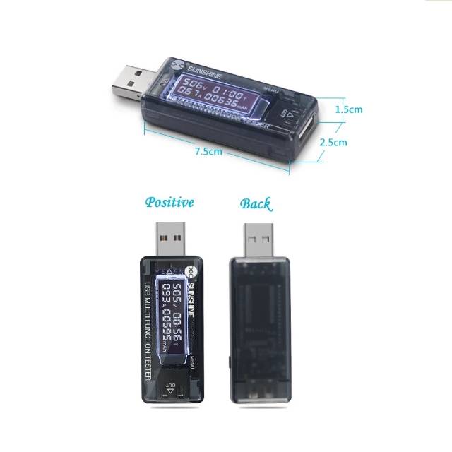 USB DETEKTOR VOLTASE - USB digital display tester fast charging Sunshine SS-302A