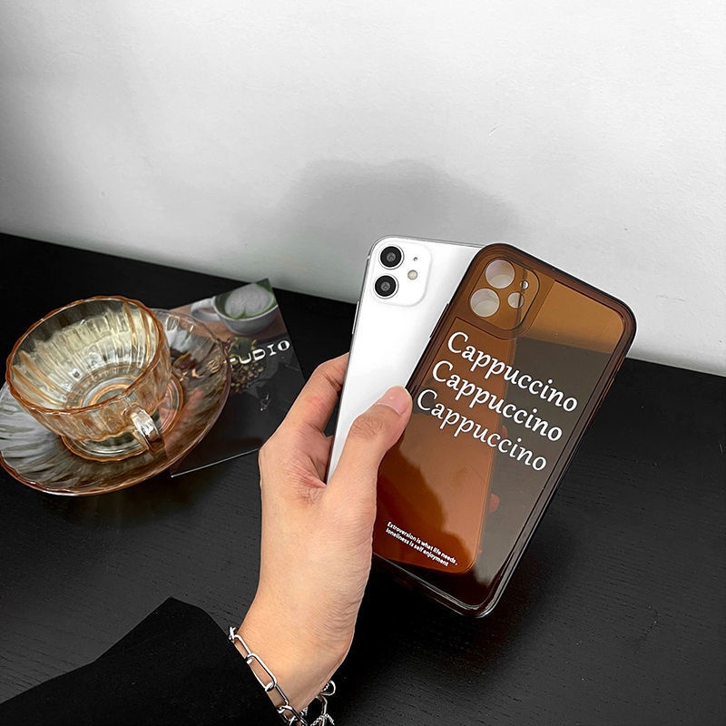 Ins Soft Case Silikon Transparan Motif Cappuccino Untuk Iphone 14 11 12 13 PRO MAX