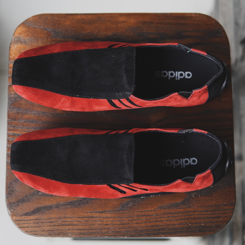 MS Shop - Sepatu Keren Slip On Pria Adidas Neymar Hitam Merah Slop Suede Kasual Selop Santai Cowok