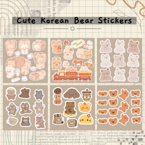 

[KISS CUT] Cute Korean Bear Stickers | Stiker Beruang | Stiker Hoppang | Hoppang Bear | Korean Bear Stickers