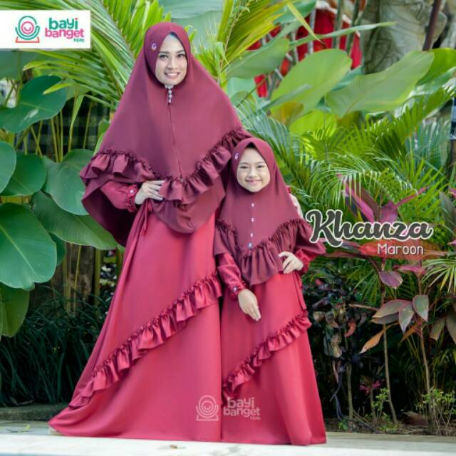 Khanza Dress Gamis Ibu Gamis Anak Mustard Khimar Fariza Hitam by BBH Bayi Banget Hijab Bahan Optima