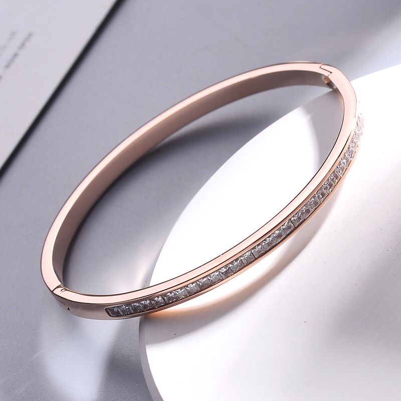 Gelang Titanium Bangle Mata Tanam Wanita Korean