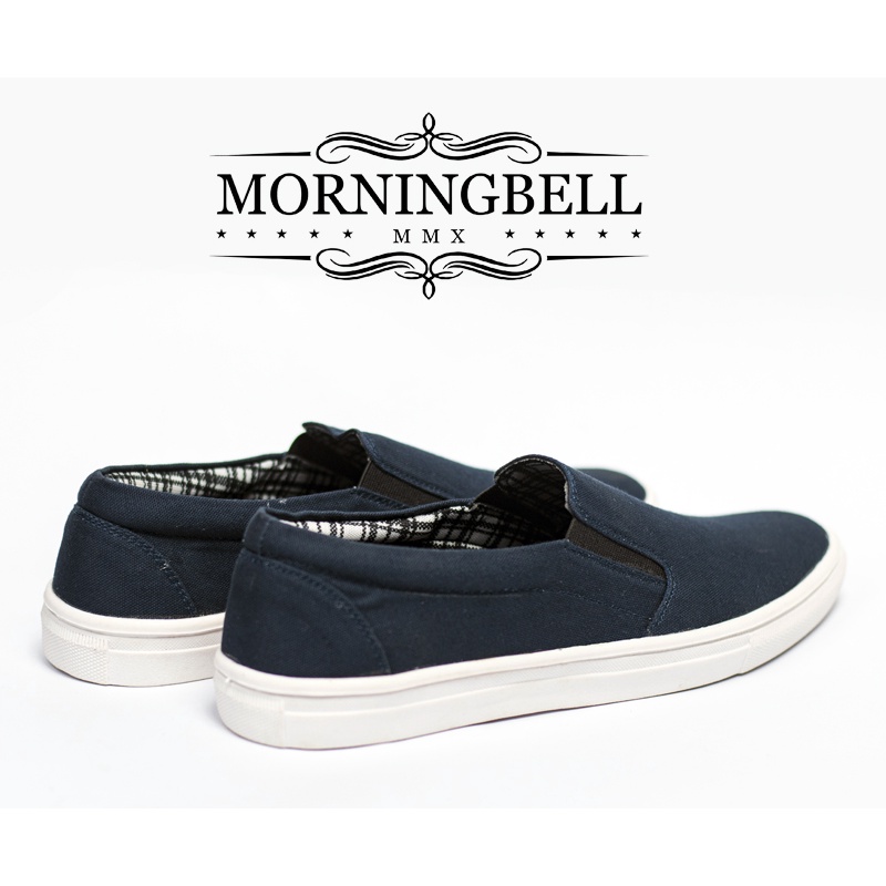 MORNINGBELL- SEPATU PRIA MURAH BERKUALITAS SLIP ON PRIA MOJO NAVY WHITE