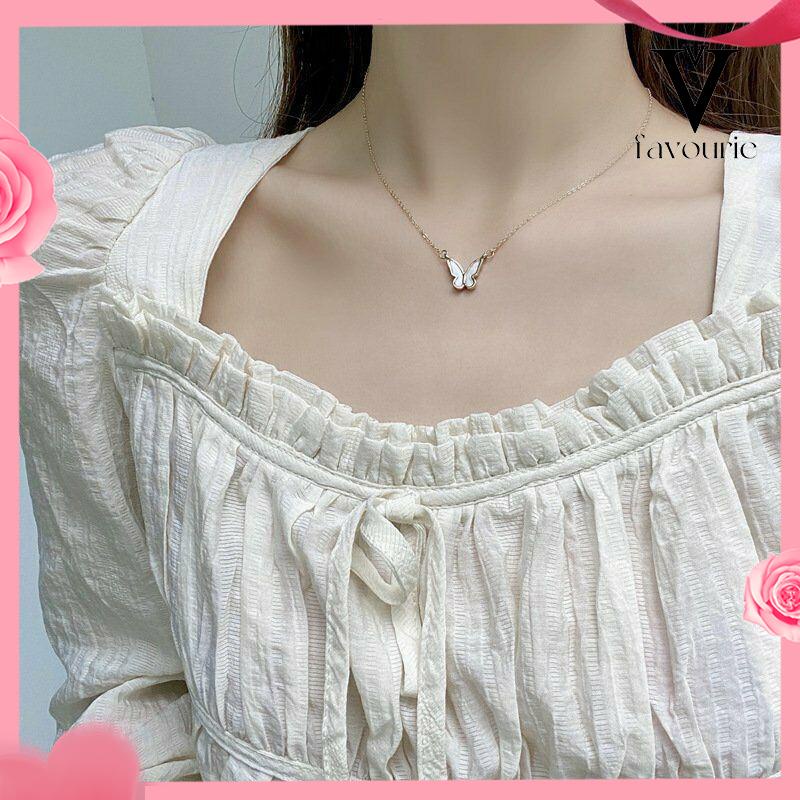 [COD]Korea Kalung Kupu-kupu Manis Warna Kalung Fashion Liar Necklace-FA