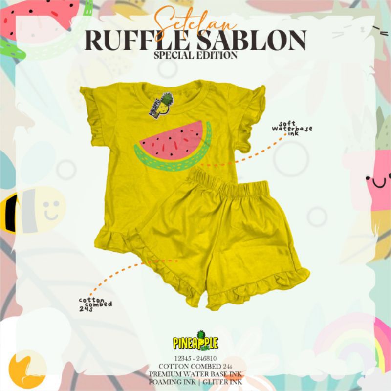 SETELAN RUFFLE SABLON PINEAPPLE