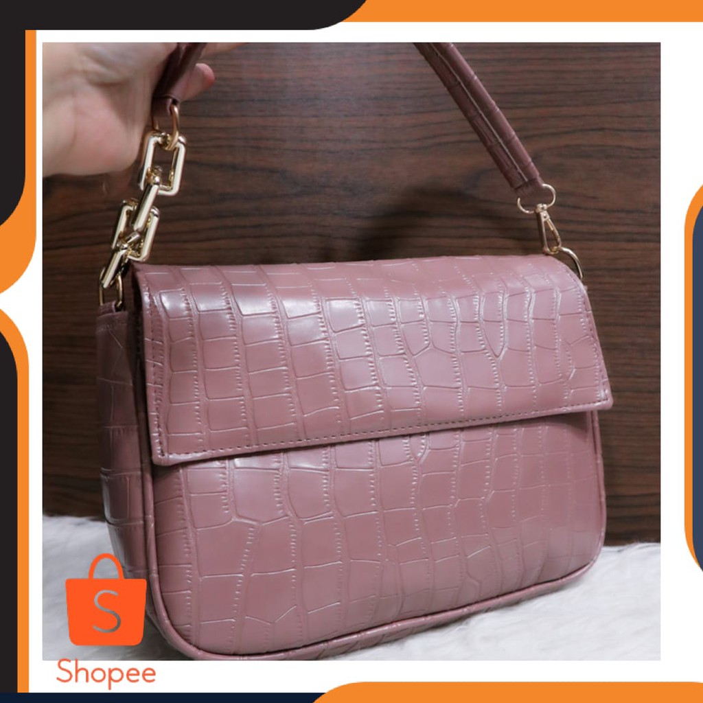NEW  / Tas selempang baguette / Tas croco rantai / Tas selempang