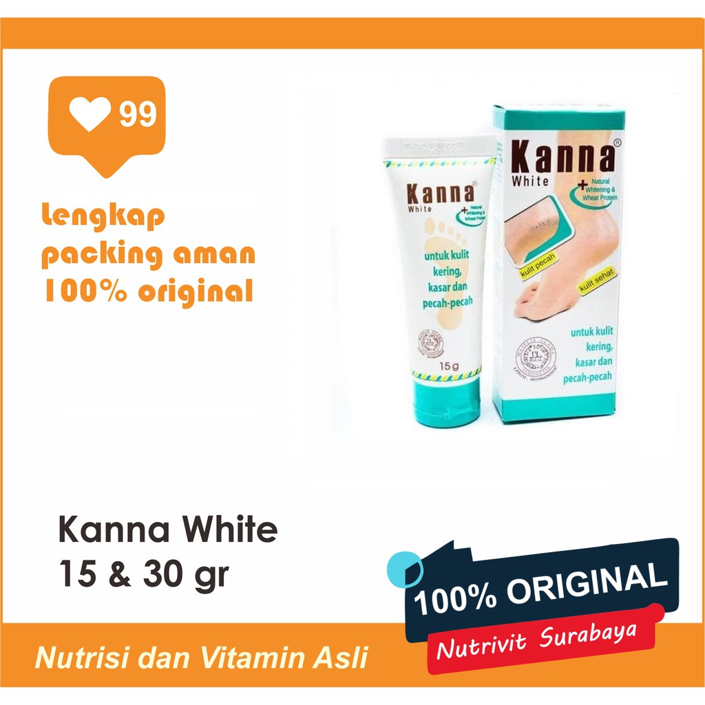 Kanna Cream 15 Gr, 30 Gr, Kanna White 15 Gr, 30 Gr - Kasar, Pecah - Pecah, Pelembut Kulit