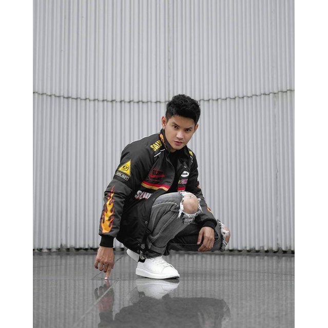 Jaket Nascar Slvhx Racing Team Jaket Salvio Hexia Jaket Parasut Salviohexia Jaket Pria Maroon Black