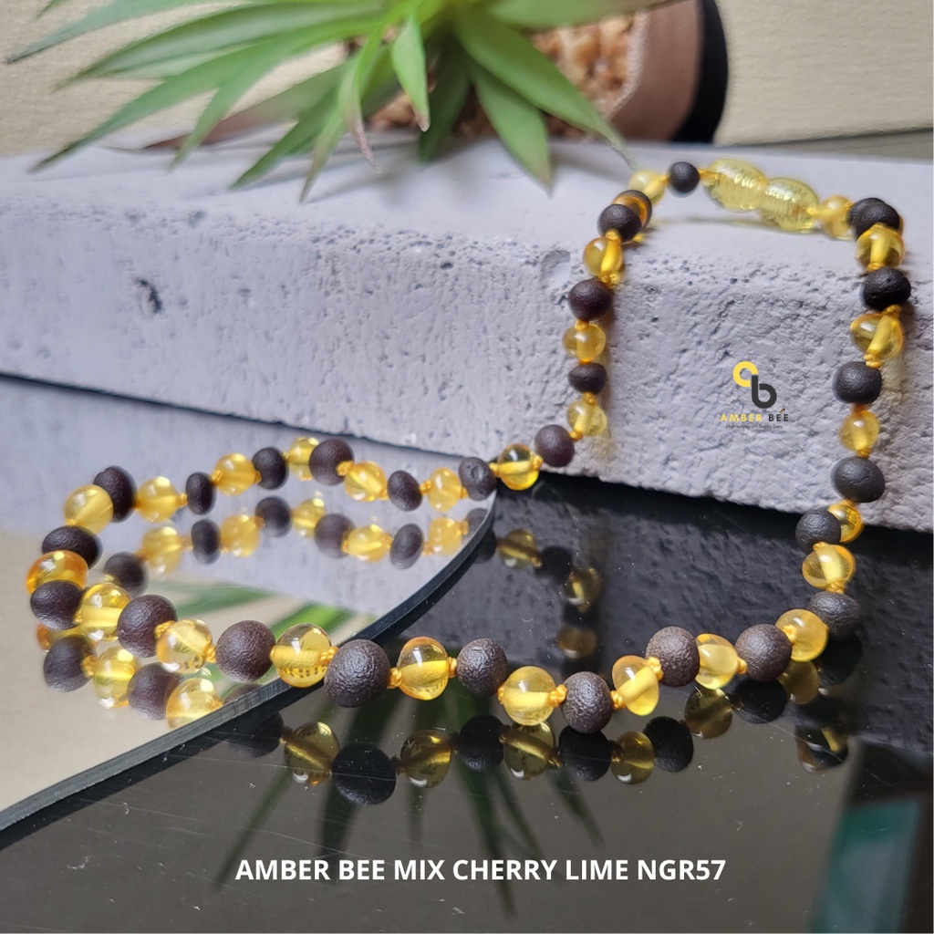 Kalung Amber Anak Premium Combine Lime Cherry NCLC57 By Amber Bee