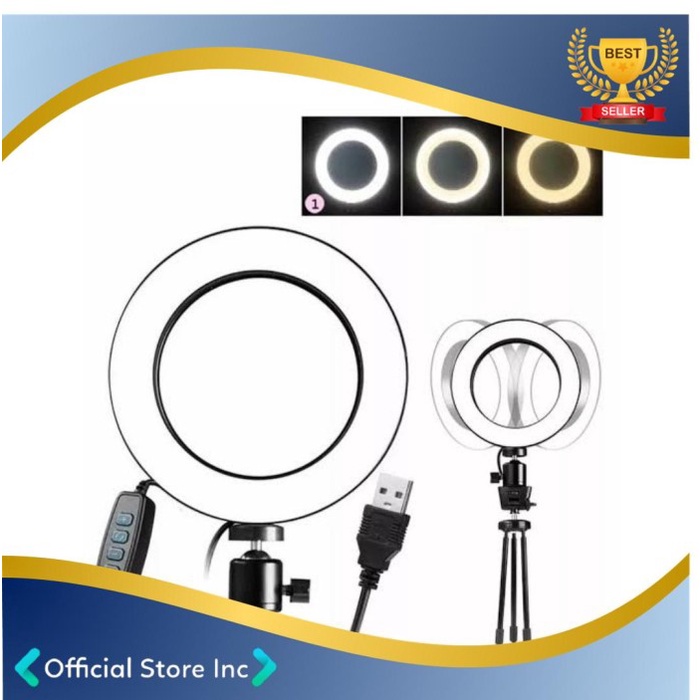 Lampu LED Halo Ring + Tripod Mini Lighting Foto Produk Vlog