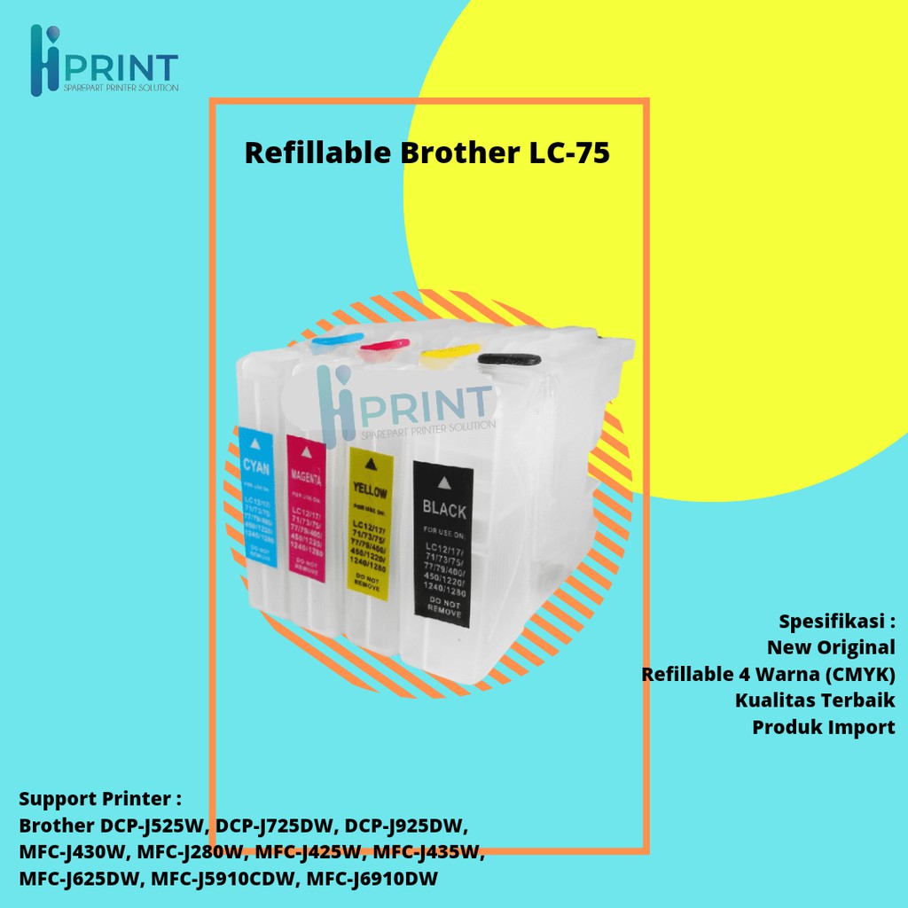 Cartridge Refillable MCISS Brother LC12 LC17 LC71 LC73 LC75 LC77 LC79 LC400 LC450 LC1220 LC1240 New