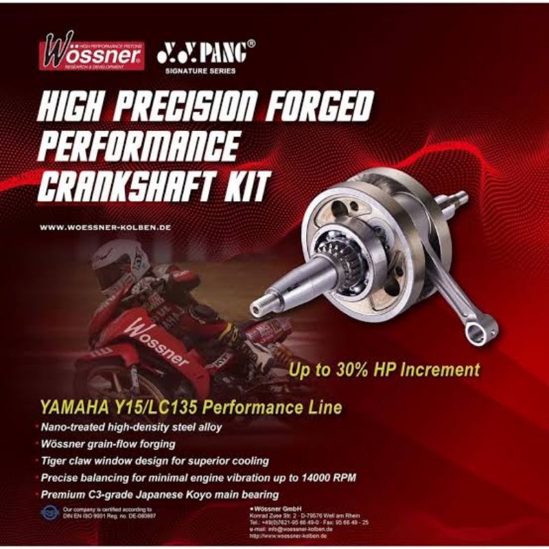crankshaft wossner yamaha y15 mx king jek 4.5 total 9mm