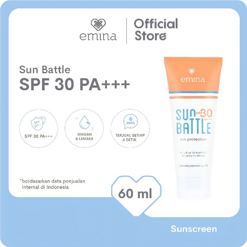 ORIGINAL Sunblock Emina Sun Protection / Sun Battle SPF 30 / 45 Sunblock Wajah dan Badan