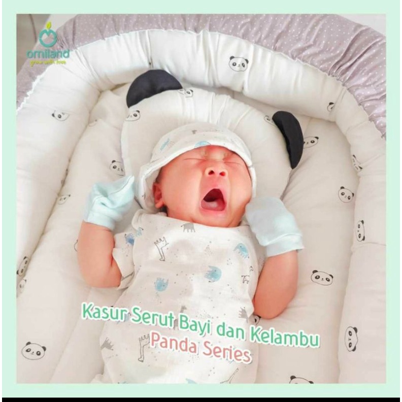 [2 kg] Omiland Kasur Bayi Serut + Kelambu Kojong (Bisa Dilepas) Panda Series - OYK 1141-5