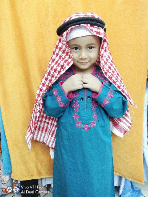Sorban anak plus igal sorban arafat merah putih /sorban instan anak plus igal pengikat sorban