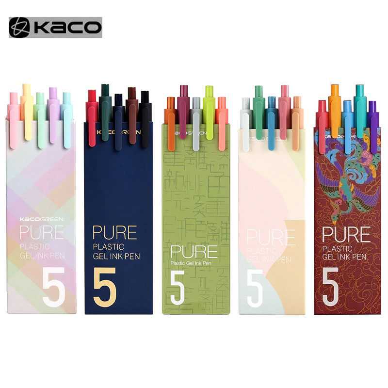 GS8 Gel Pen Pena Pulpen 0.5mm 5 PCS KACO PURE Classic III Colorful Ink