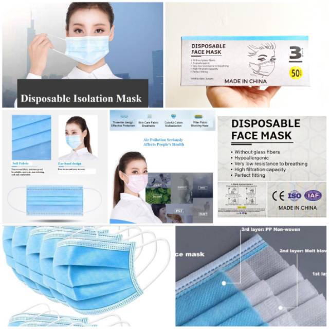 MASKER MEDIS 3PLY MURAH 1box isi 50pcs michshopbaby1 tidak sesak nafas ada sertifikasi pabrik