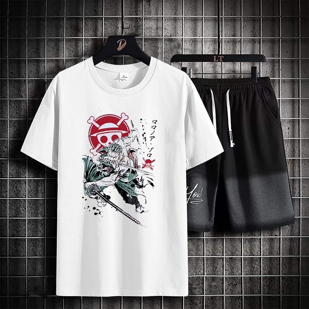 setelan anime size M|L,XL kaos distro baju bandung set unisex-animos