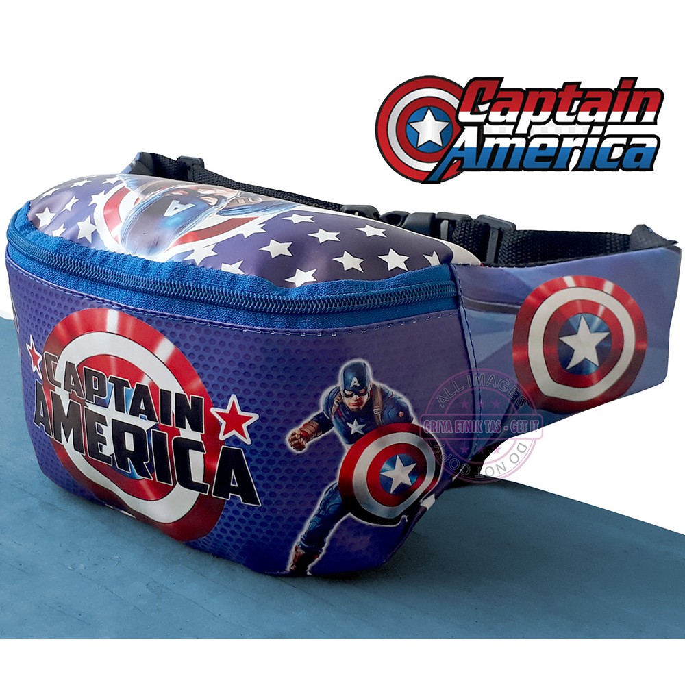 Waistbag Cowok Tas Pinggang Anak Laki Karakter Kapten Captain America