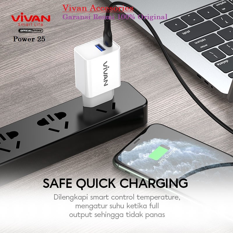 VIVAN Charger Power 25 3A PD / QC3.0 Dual Port with Super Durability