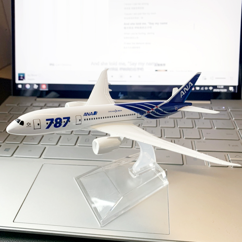 Model Pesawat Terbang Jepang Nippon Boeing 787 ANA B787 Die-cast Bahan Metal Ukuran 16CM