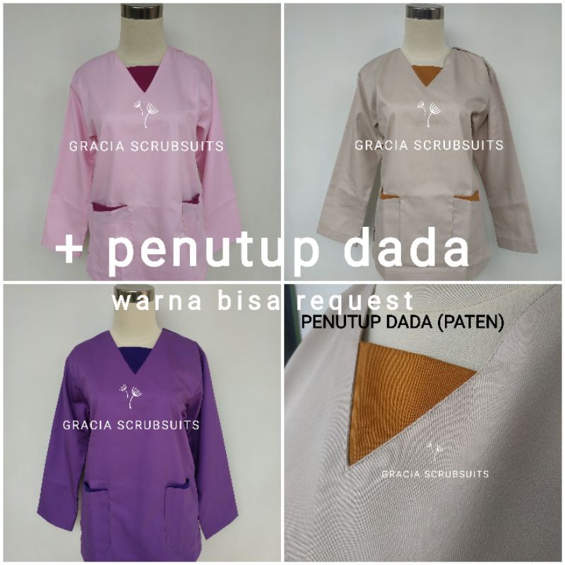 GRACIA SCRUBSUITS - baju jaga / baju ok / oka / scrub jaga malam jamal list warna penutup dada MURAH