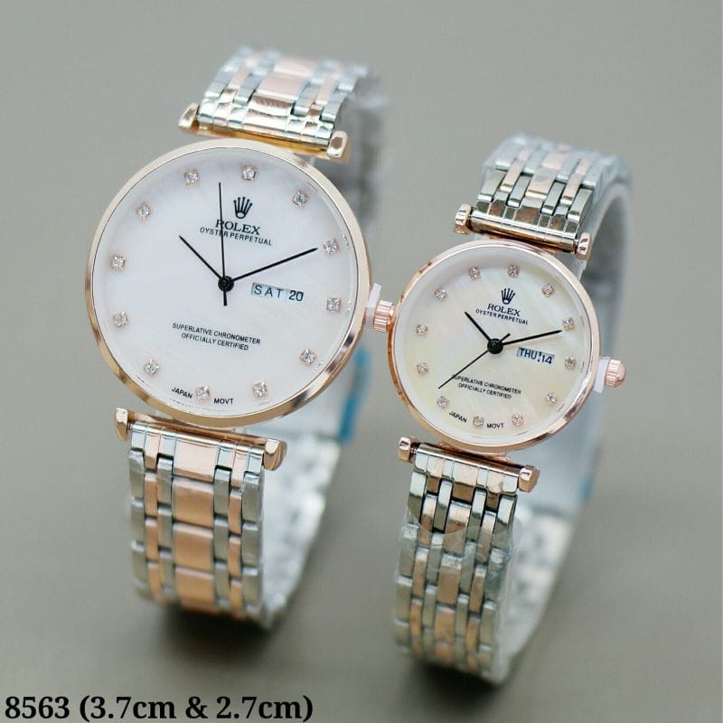 Jam Tangan Watch Couple Fashion RLX HM 8563 Tanggal Aktif Stainless Steel