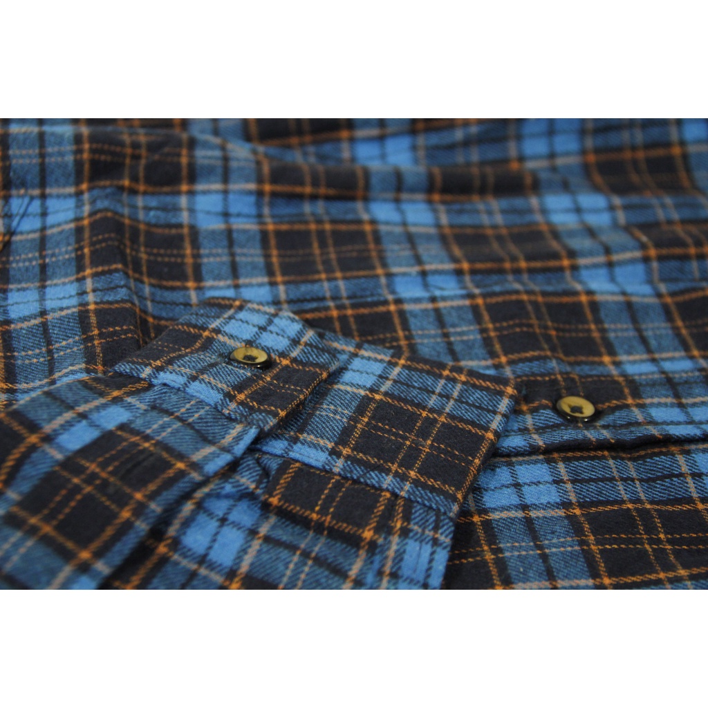 COD Kemeja Flanel Unisex Lengan Panjang Slimfit | Ilefen Tuelef Light Blue 100% Original Brand