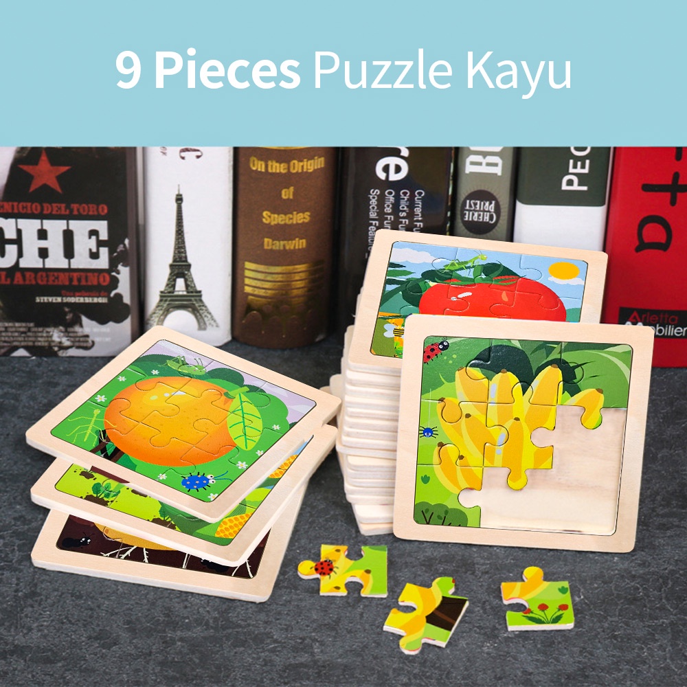 Mamibayi Puzzle kayu pola sayuran mainan anak jigsaw wooden toys