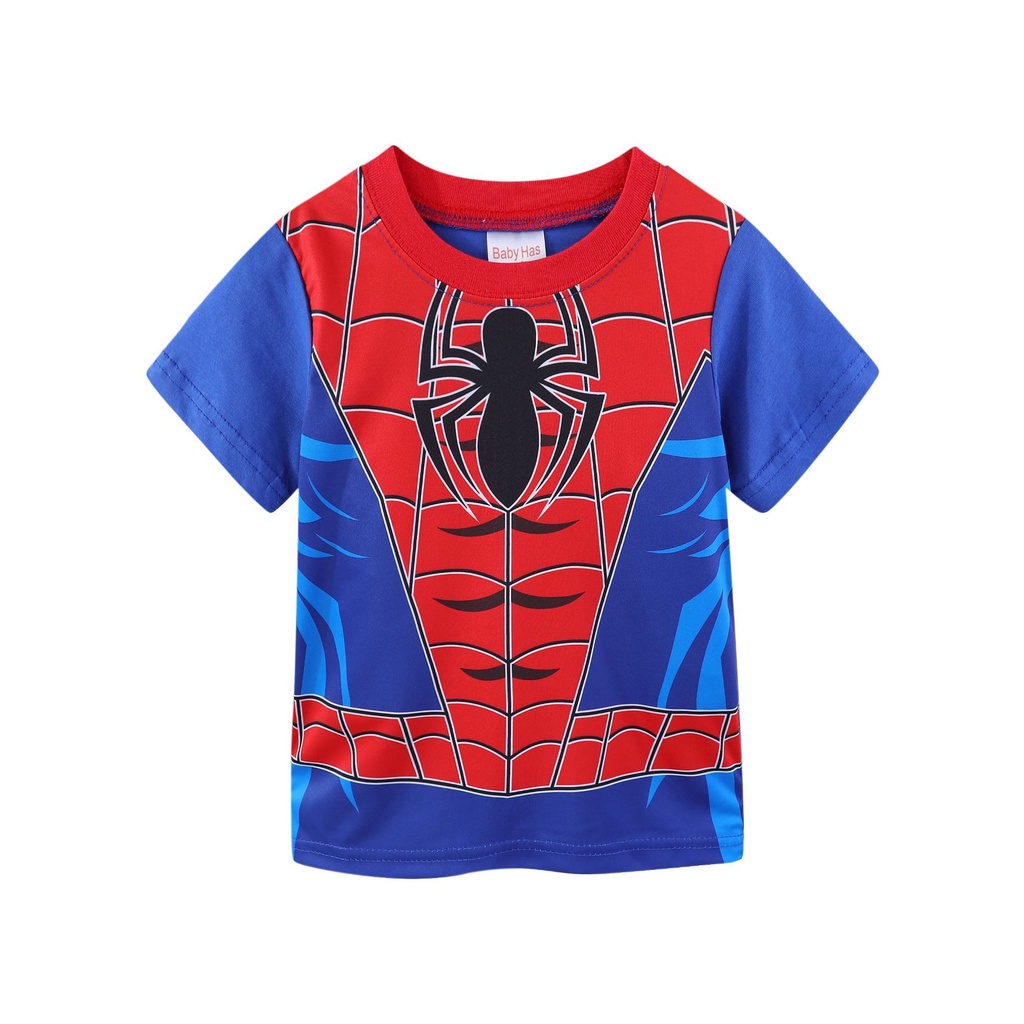 [COD] Setelan Baju/Kaos Anak Laki-Laki Lengan Pendek Motif SUPERHERO AVENGERS 1 - 7 Tahun - spiderman